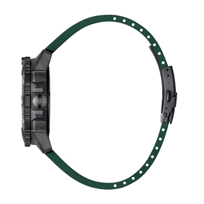 Luminox Men's Master Carbon SEAL Automatic Carbonox+ Watch with Black Dial & Green Rubber Strap front view