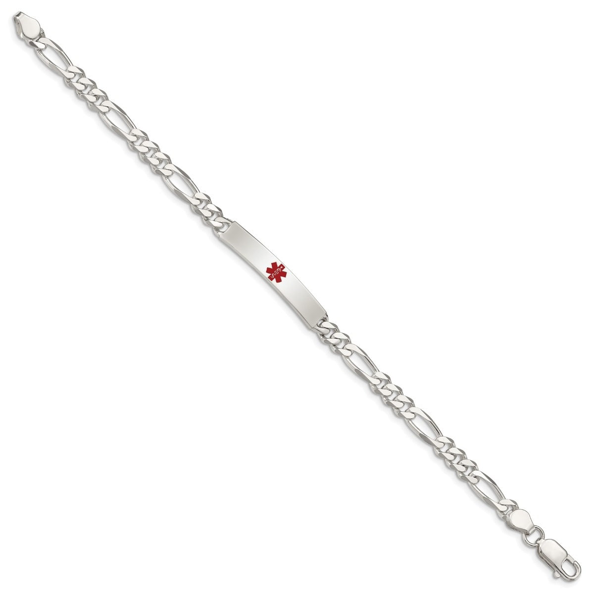 6mm 7.5-inch Anchor Link Medical ID Bracelet in Polished Sterling Silver close-up detail
