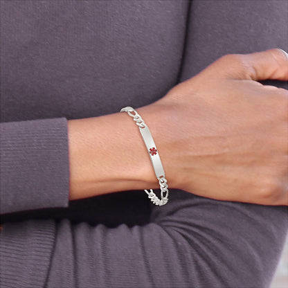 6mm 7.5-inch Anchor Link Medical ID Bracelet in Polished Sterling Silver side profile