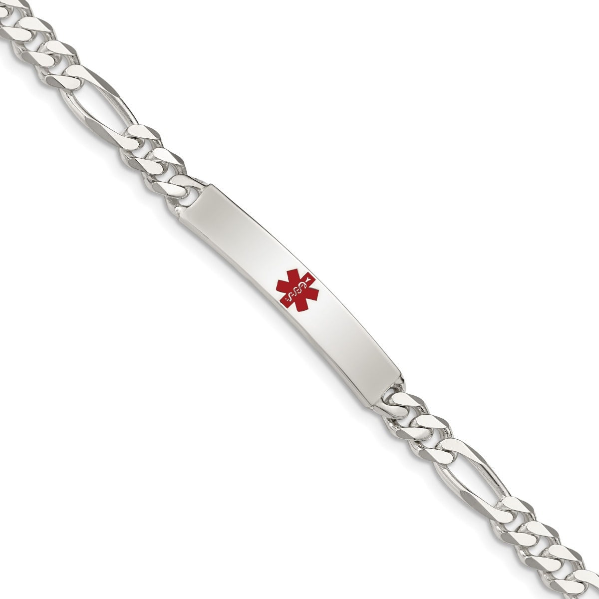 6mm 7.5-inch Anchor Link Medical ID Bracelet in Polished Sterling Silver front view
