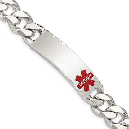 14mm 8.5-inch Curb Chain Medical ID Bracelet in Sterling Silver front view