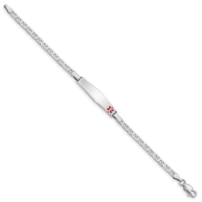 Children's 3mm 6-inch Anchor Link Medical ID Bracelet in Rhodium Plated Sterling Silver close-up detail