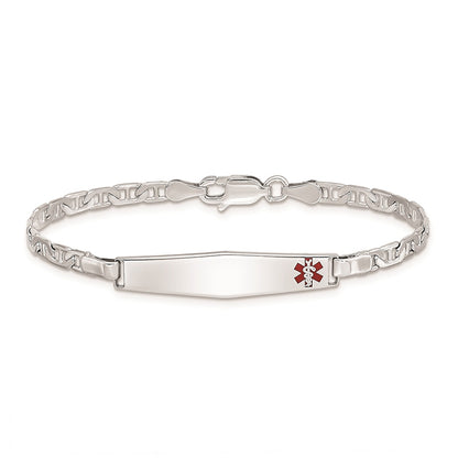 Children's 3mm 6-inch Anchor Link Medical ID Bracelet in Rhodium Plated Sterling Silver