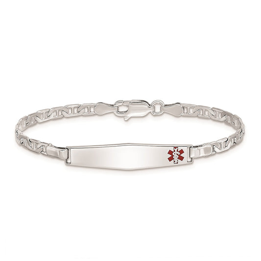 Children's 3mm 6-inch Anchor Link Medical ID Bracelet in Rhodium Plated Sterling Silver