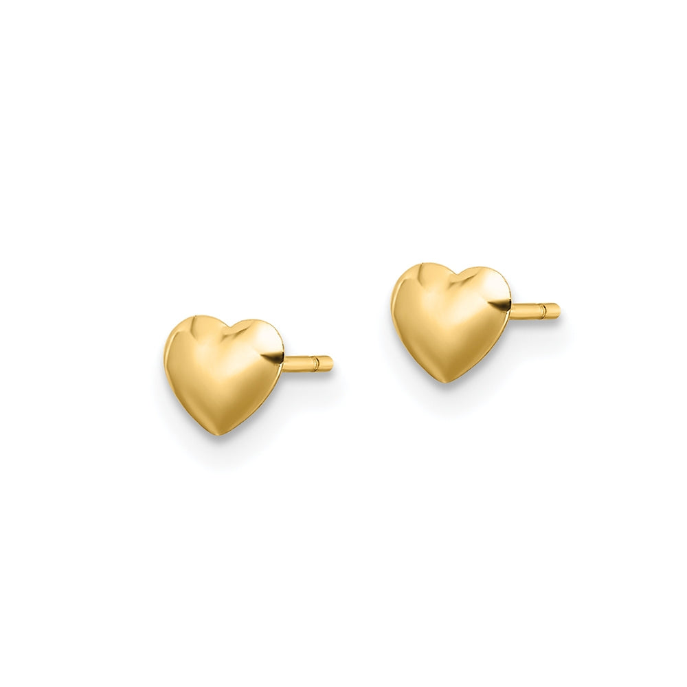 Children's Polished Heart Stud Earrings in 14K Yellow Gold front view