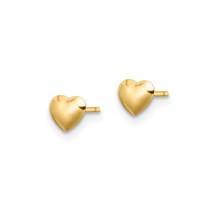 Children's Polished Heart Stud Earrings in 14K Yellow Gold front view