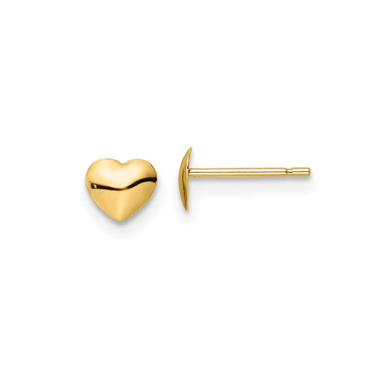 Children's Polished Heart Stud Earrings in 14K Yellow Gold
