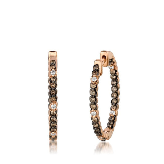 Le Vian Chocolatier 5/8 ct. tw. Chocolate & Vanilla Diamond Inside Out Hoop Earrings in 14K Strawberry Gold