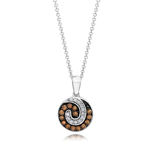 Le Vian Chocolatier 1/5 ct. tw. Chocolate & Vanilla Diamond Swirl Circle Pendant in 14K Vanilla Gold