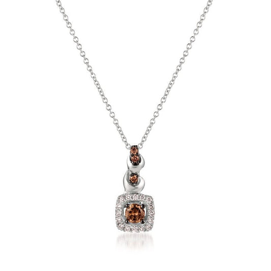 Le Vian Chocolatier 1/3 ct. tw. Chocolate & Vanilla Diamond Halo Twist Pendant in 14K Vanilla Gold