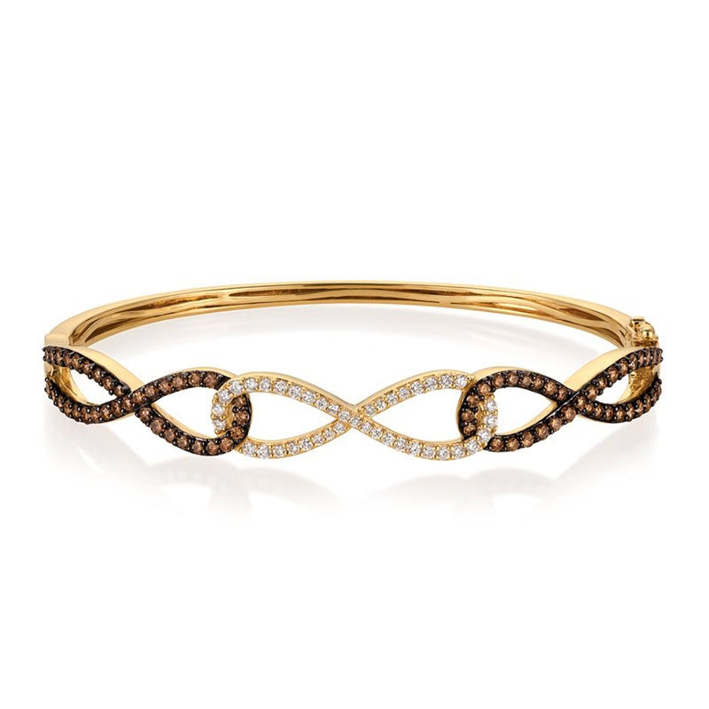 Le Vian Chocolatier 1-3/4 ct. tw. Chocolate & Vanilla Diamond Infinity Link Bangle Bracelet in 14K Honey Gold