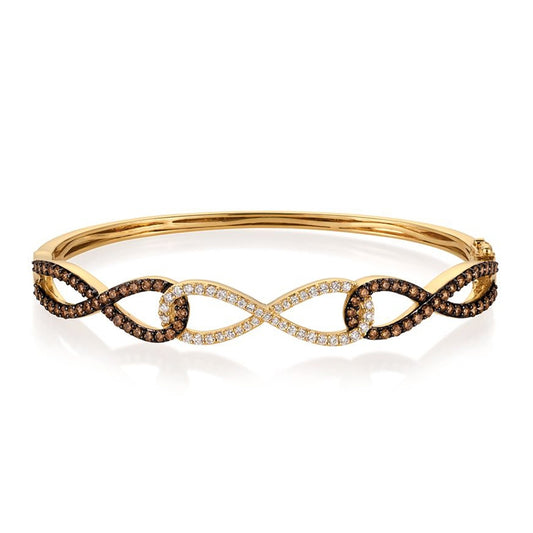 Le Vian Chocolatier 1-3/4 ct. tw. Chocolate & Vanilla Diamond Infinity Link Bangle Bracelet in 14K Honey Gold