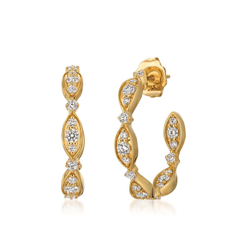 Le Vian 3/4 ct. tw. Vanilla Diamond Scalloped J-Hoop Earrings in 14K Honey Gold