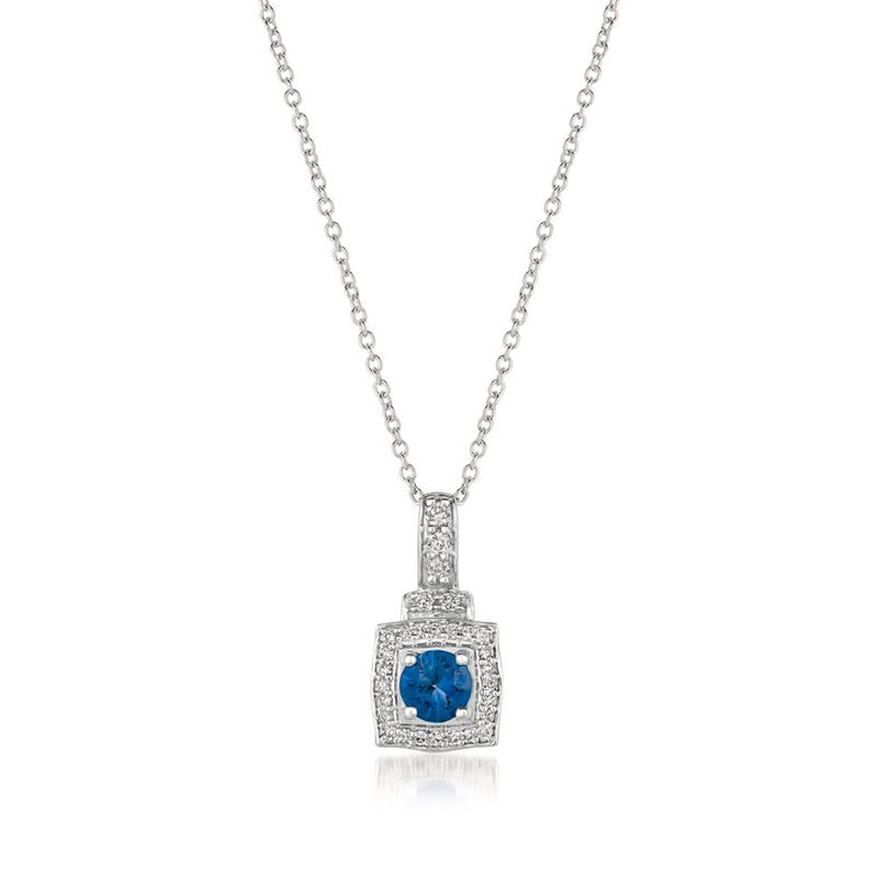 Le Vian Blueberry Sapphire & 1/6 ct. tw. Vanilla Diamond Halo Pendant in 14K Vanilla Gold