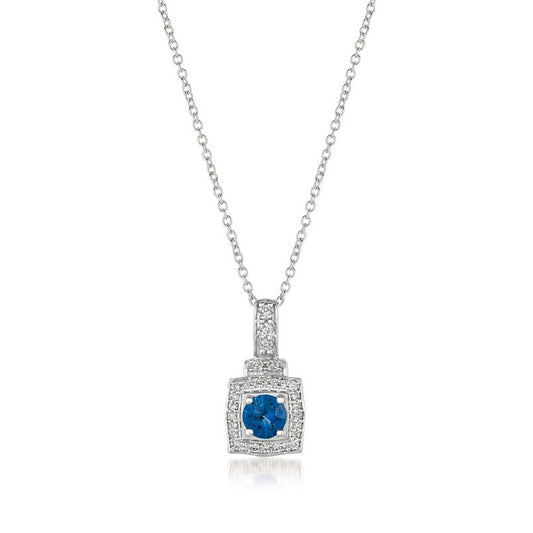 Le Vian Blueberry Sapphire & 1/6 ct. tw. Vanilla Diamond Halo Pendant in 14K Vanilla Gold