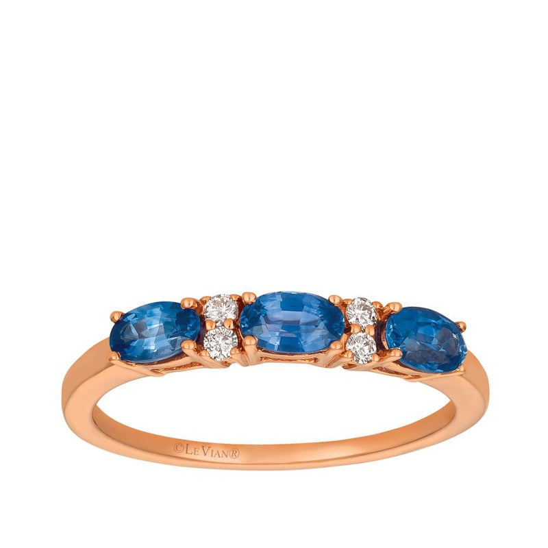 Le Vian Oval Blueberry Sapphire & Vanilla Diamond Accent Ring in 14K Strawberry Gold