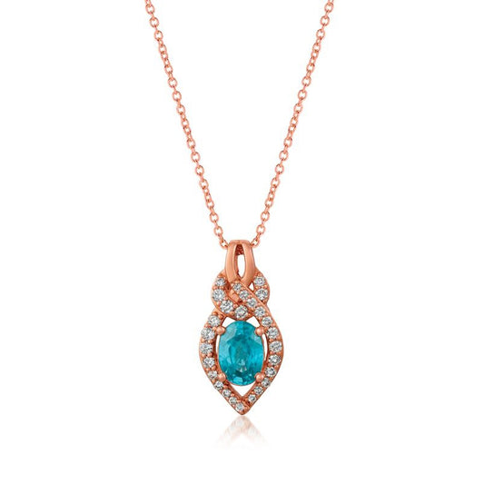 Le Vian Oval Blueberry Zircon & 1/5 ct. tw. Vanilla Diamond Marquise Twist Pendant in 14K Strawberry Gold