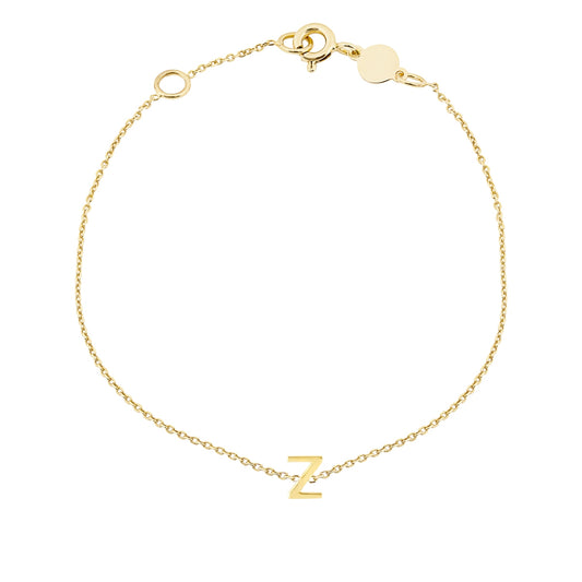 Mini Initial Z Bracelet in 14K Yellow Gold