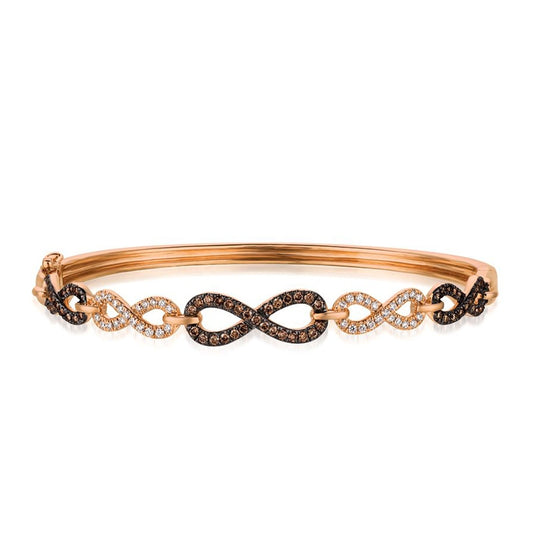 Le Vian Chocolatier 3/4 ct. tw. Chocolate & Vanilla Diamond Infinity Bangle Bracelet in 14K Strawberry Gold