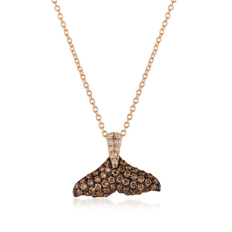 Le Vian Chocolatier 3/8 ct. tw. Chocolate & Vanilla Diamond Whale Tail Pendant in 14K Strawberry Gold