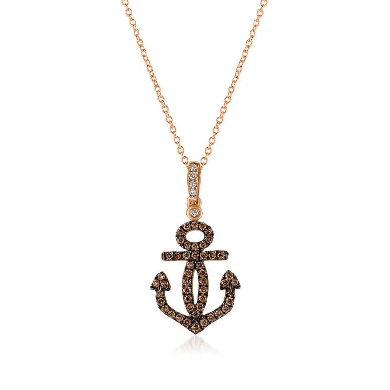 Le Vian Chocolatier 1/3 ct. tw. Chocolate & Vanilla Diamond Anchor Pendant in 14K Strawberry Gold
