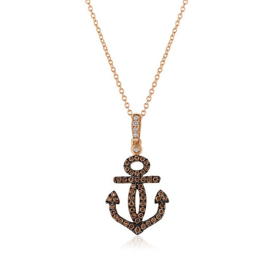 Le Vian Chocolatier 1/3 ct. tw. Chocolate & Vanilla Diamond Anchor Pendant in 14K Strawberry Gold