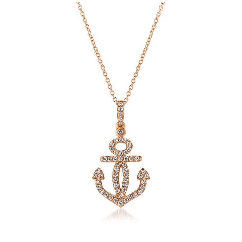 Le Vian 1/3 ct. tw. Vanilla Diamond Anchor Pendant in 14K Strawberry Gold