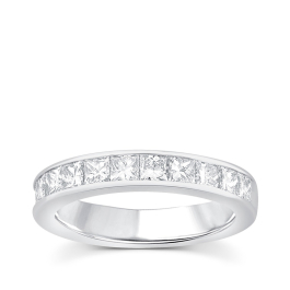 1-1/2ct. tw. Channel Set Anniversary Band with Twelve Princess Cut Diamonds  in 14K White Gold - MRA-0797B56-14W
