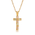 yellow gold cross pendant with grapes and pink and green gold leaves