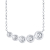 five stone diamond halo graduated curved bar necklace in white gold