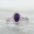 oval sapphire and diamond white gold ring beauty shot