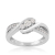 3-stone diamond bypass ring in white gold