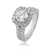 white gold round diamond with cushion-shape halo engagement ring