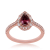 Pear Rhodolite Garnet & 1/3 ct. tw. Diamond Halo Ring in 10K Pink Gold