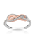Infinity promise ring with diamonds in white and pink gold