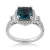 Cushion cut London blue topaz with diamond halo in white gold