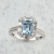 aquamarine and diamond white gold ring beauty shot