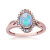 oval opal and diamond halo pink gold ring