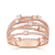 Diamond multirow crossover ring in pink gold