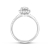 Round diamond floral halo engagement ring in white gold