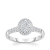 Oval cluster diamond halo ring in white gold