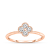 Clover-shaped diamond cluster milgrain engagement ring in pink gold