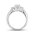 Round diamond three stone open engagement ring in white gold