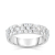 Three row baguette and round diamond ring in white gold