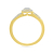 yellow gold diamond cluster promise ring with halo and baguette diamond accents