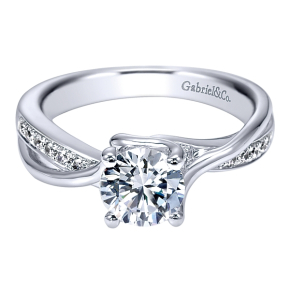 Gabriel & Co. .14 ct. Round Semi-Mount Engagement Ring with Twisted Band in 14K White Gold - ER10013W44JJ
