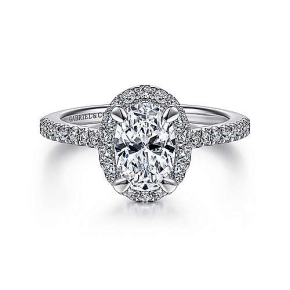 Gabriel & Co. 1/3 ct. tw. Oval Semi-Mount Diamond Halo Engagement Ring in 14K White Gold - ER14725O4W44JJ