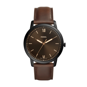 Fossil Men's Minimalist Analog Watch with Brown Leather Band and Brown Dial - FS5551