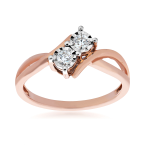 2BeLoved 1/6 ct. tw. 2 Stone Diamond Anniversary Ring with Miracle Plating in 10K Pink Gold - JN6985-RH10PWR070-10