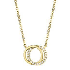 Shy Creation 1/12 ct. tw. Diamond Pave Circle Fashion Necklace in 14K Yellow Gold